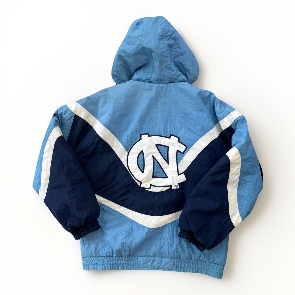 Vintage UNC Puffer Jacket Mens Size Medium Tarheels Retro 90s Zip Up Hooded